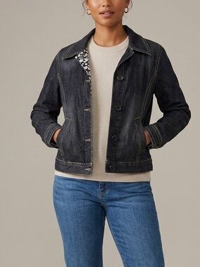 Y2K Liz Claiborne Classic Denim Cotton Jean‎ Jacket in Blue Size Medium